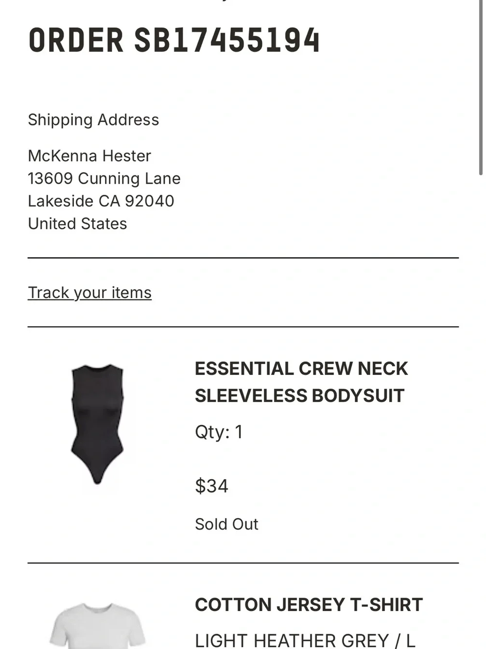 NWT SKIMS Black Essential Sleeveless Crewneck Bodysuit - Size Large